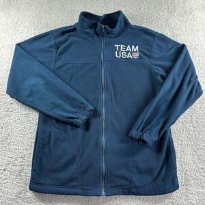 Team USA Olympics Fleece Jacket Mens Medium‎ Blue Full Zip Lightweight